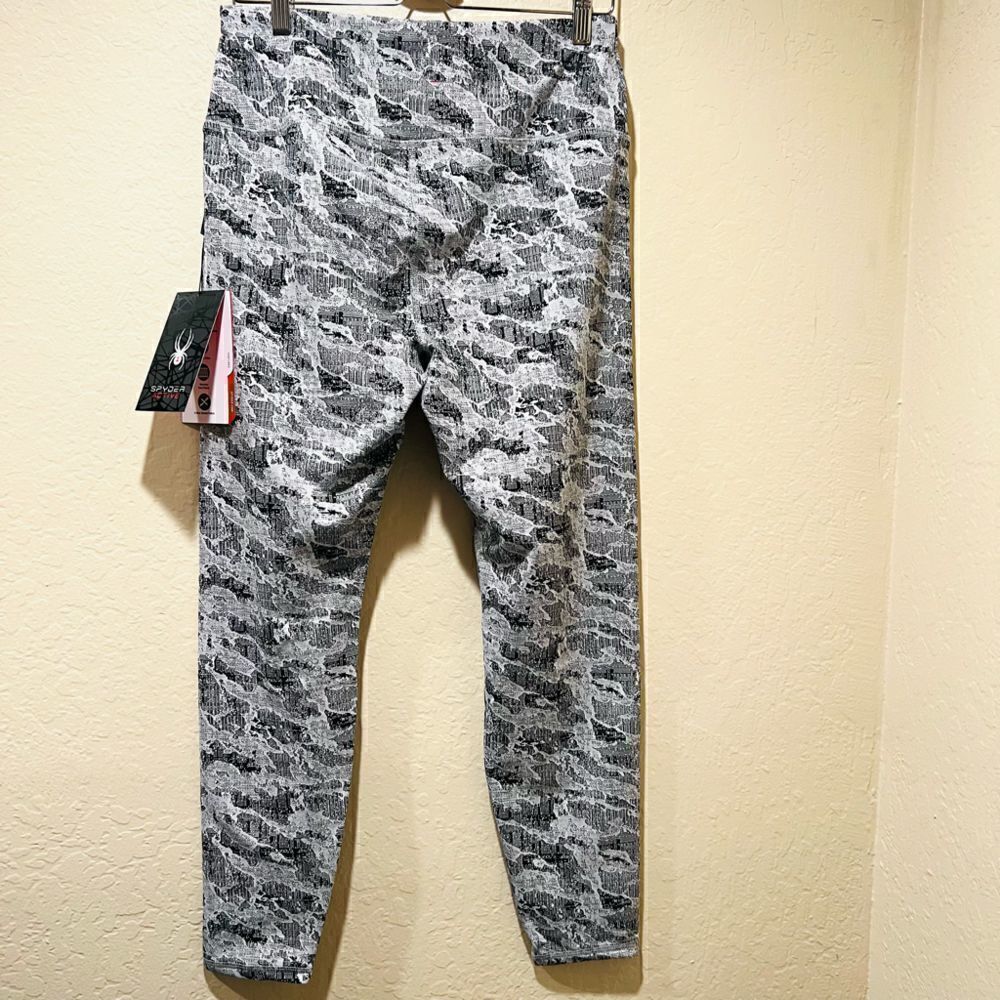 SPYDER CAMO LEGGINGS LG Gray Black textured